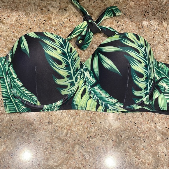 Popvil Plus Size Floral Leaves Printed Green Bikini Set - Picture 3 of 5